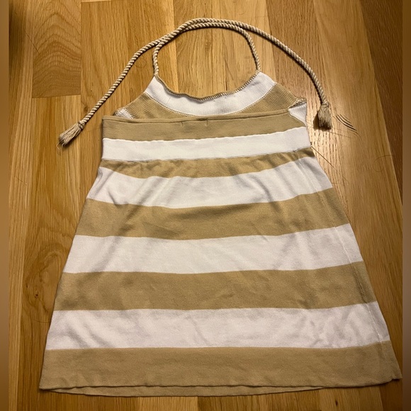 Women’s Small Gap Tan and White Striped Halter Top - Picture 2 of 4